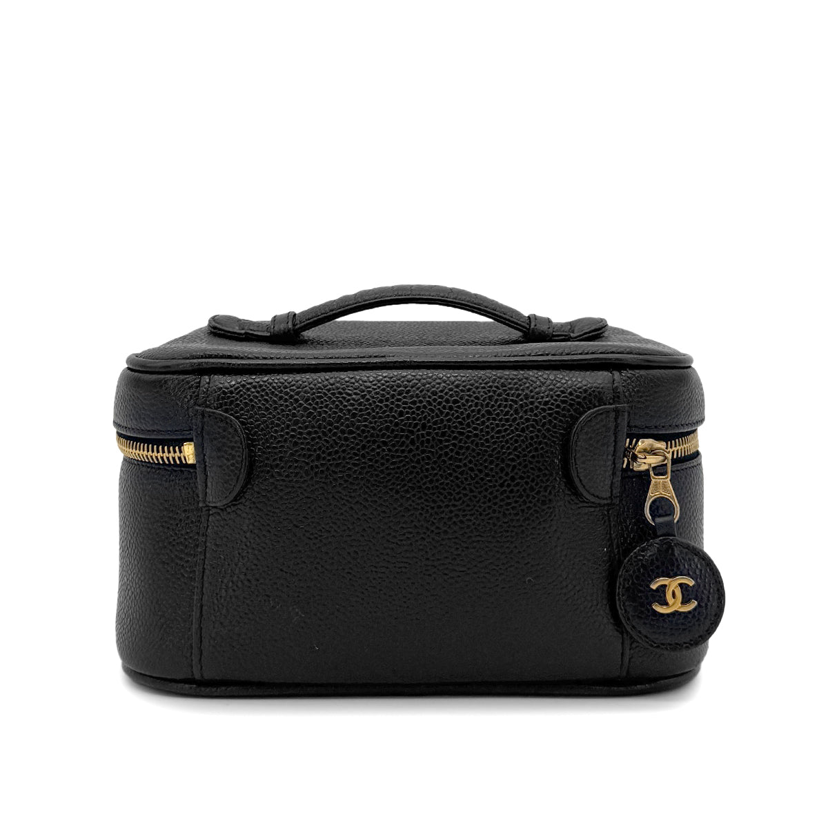 CHANEL VINTAGE VANITY HAND BAG BLACK CAVIAR SKIN 90274480