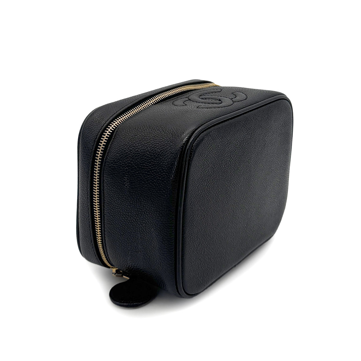 CHANEL VINTAGE VANITY HAND BAG BLACK CAVIAR SKIN 90274480