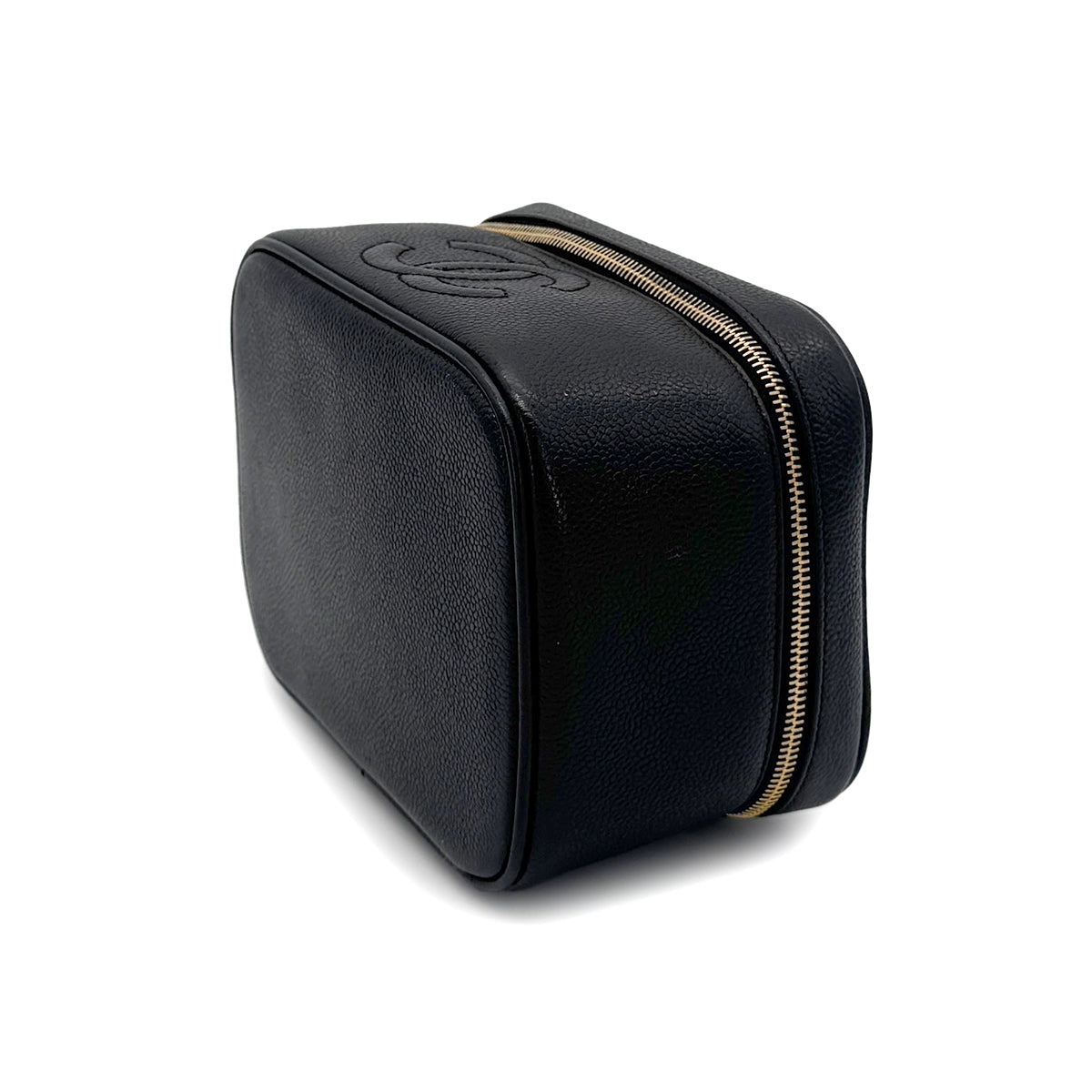 CHANEL VINTAGE VANITY HAND BAG BLACK CAVIAR SKIN 90274480