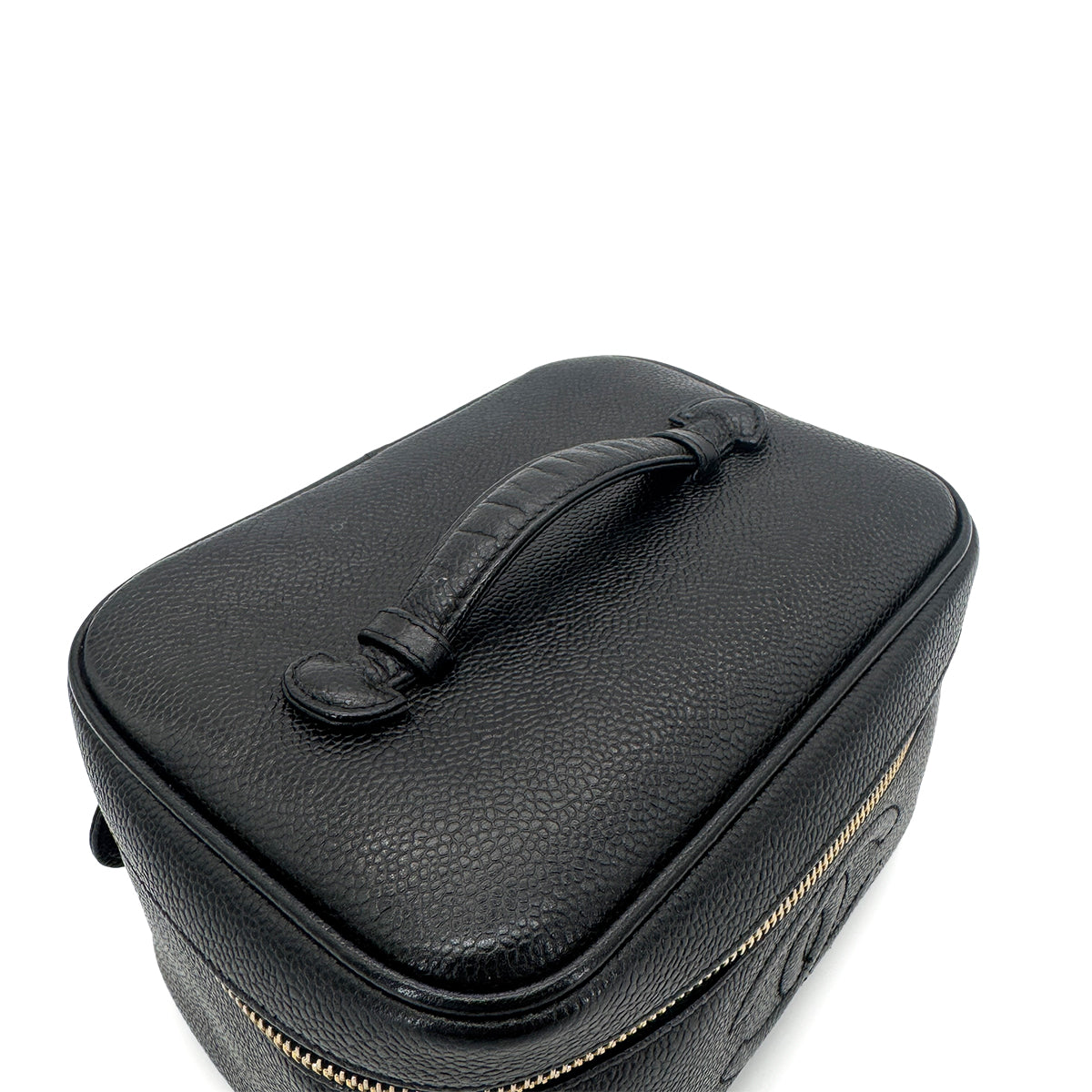 CHANEL VINTAGE VANITY HAND BAG BLACK CAVIAR SKIN 90274480