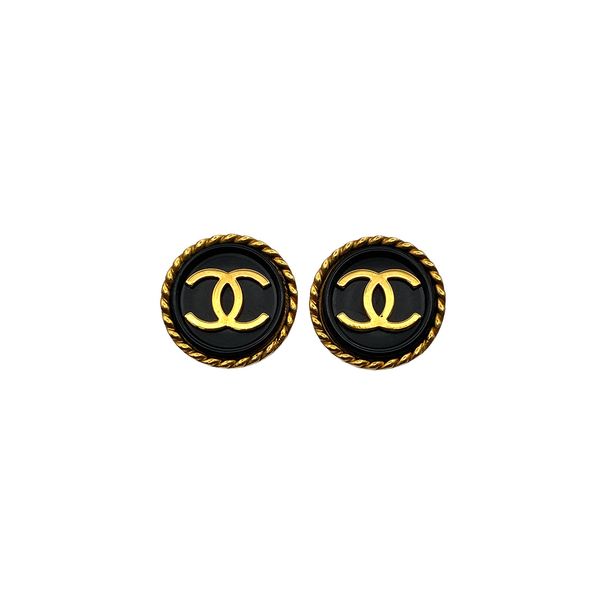 CHANEL VINTAGE EARRINGS COCOMARK BLACK ACCESSORY 95A 90274484