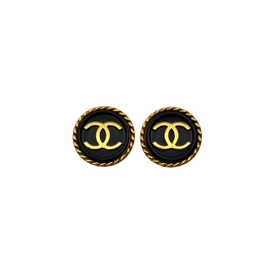 CHANEL VINTAGE EARRINGS COCOMARK BLACK ACCESSORY 95A 90274484