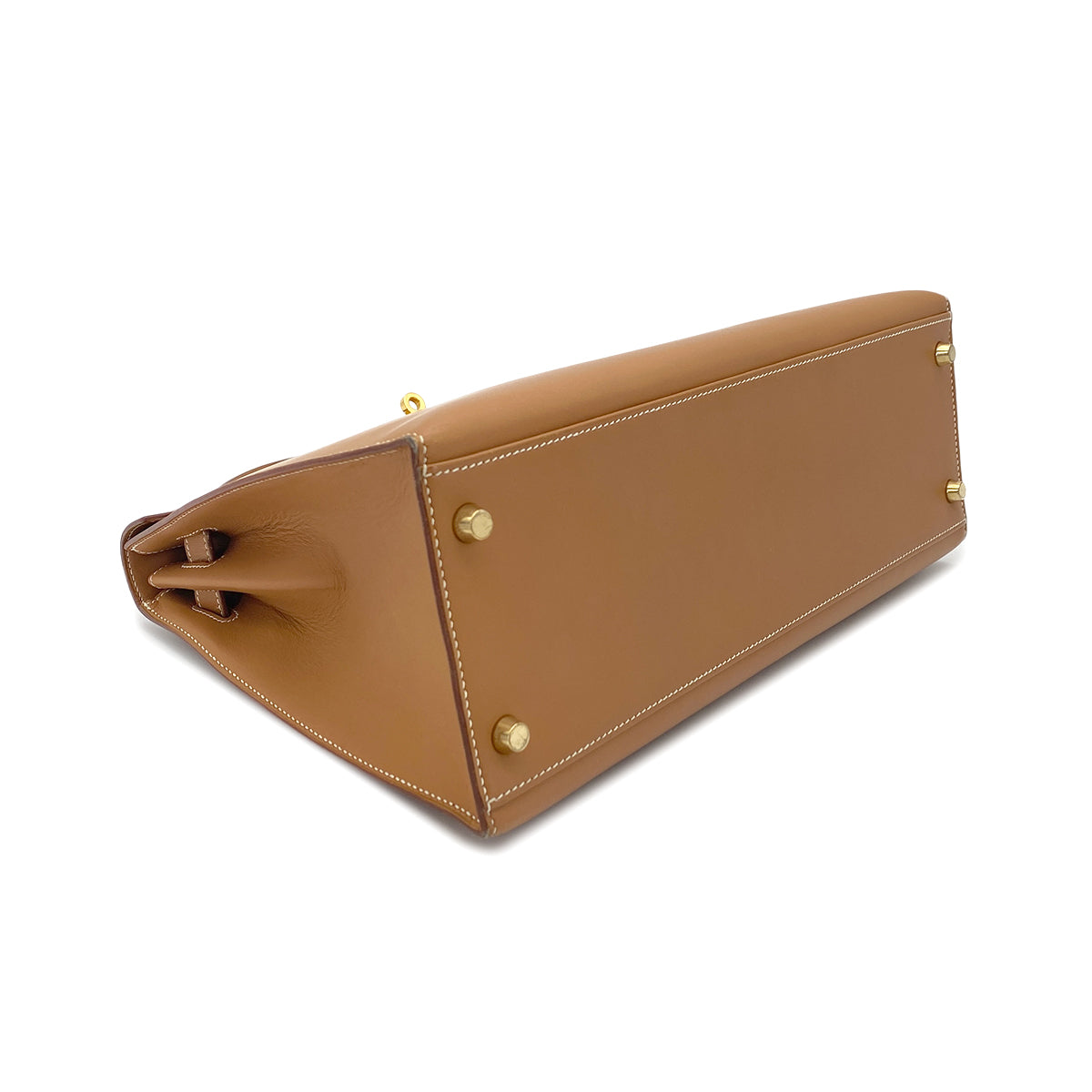 HERMES KELLY 32 SELLIER NATUREL VEAU CHAMONIX HAND BAG □B GHW 90274835