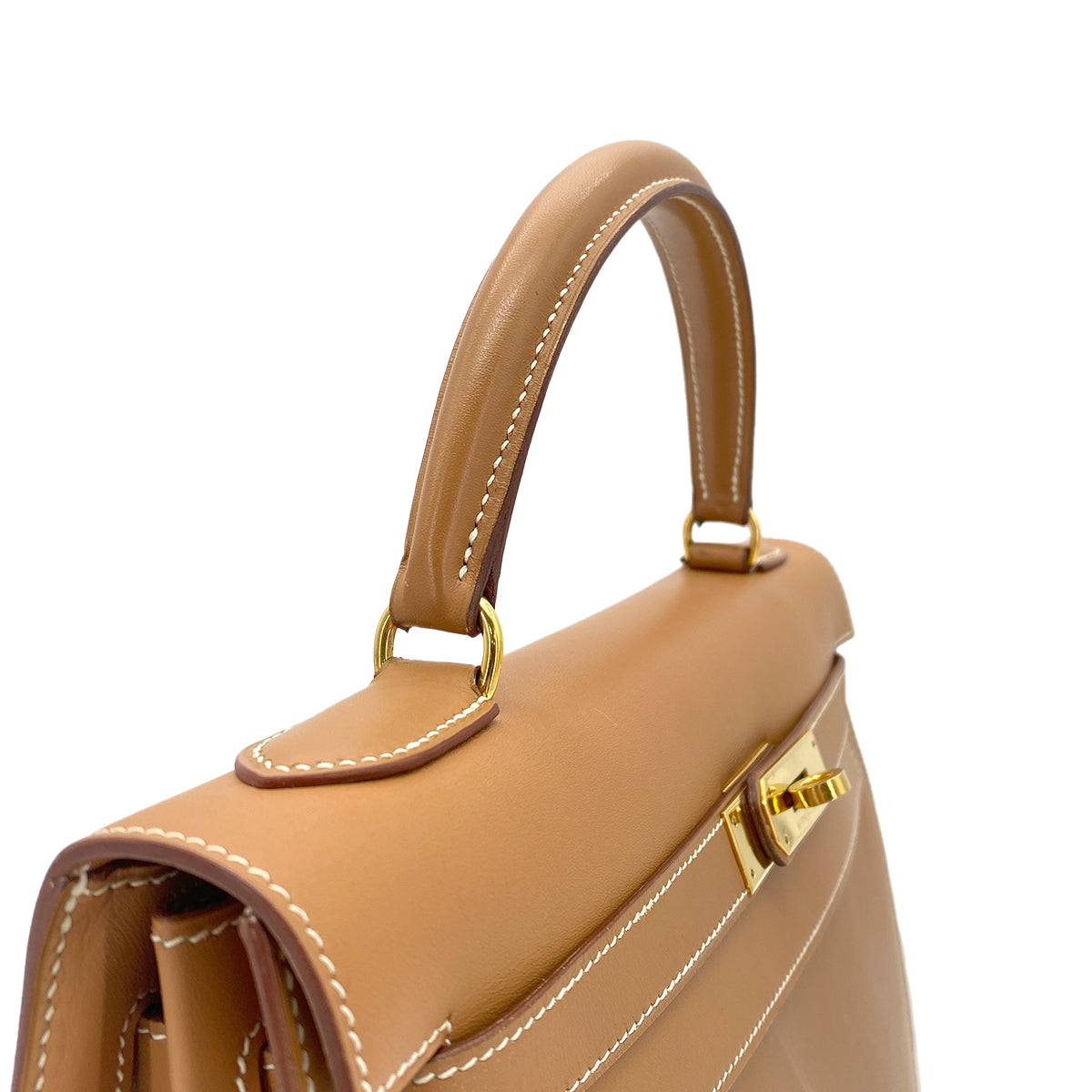 HERMES KELLY 32 SELLIER NATUREL VEAU CHAMONIX HAND BAG □B GHW 90274835