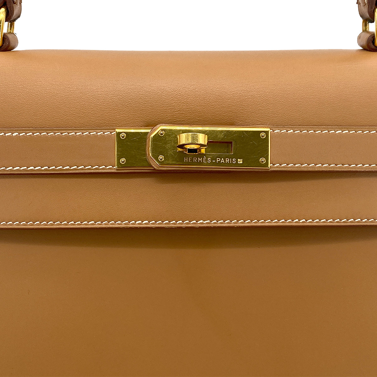 HERMES KELLY 32 SELLIER NATUREL VEAU CHAMONIX HAND BAG □B GHW 90274835