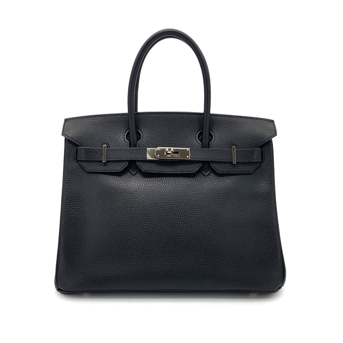 HERMES BIRKIN 30 BLACK VACHE LIEGEE HAND BAG □J SHW 90274836