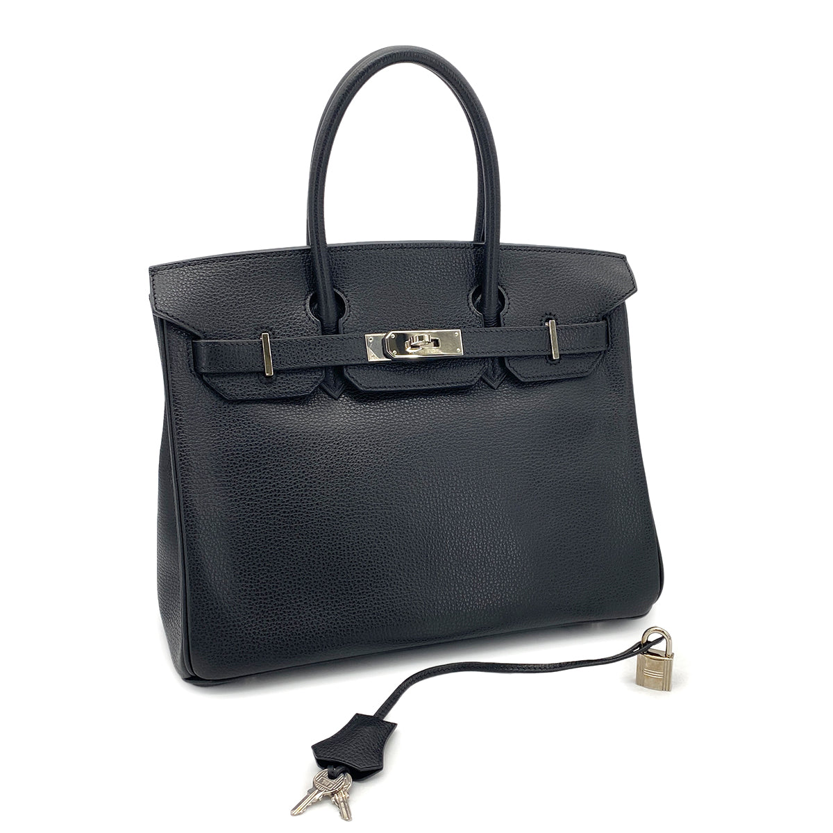 HERMES BIRKIN 30 BLACK VACHE LIEGEE HAND BAG □J SHW 90274836