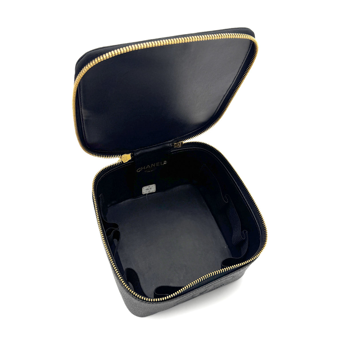CHANEL VINTAGE VANITY HAND BAG BLACK CAVIAR SKIN 90274837