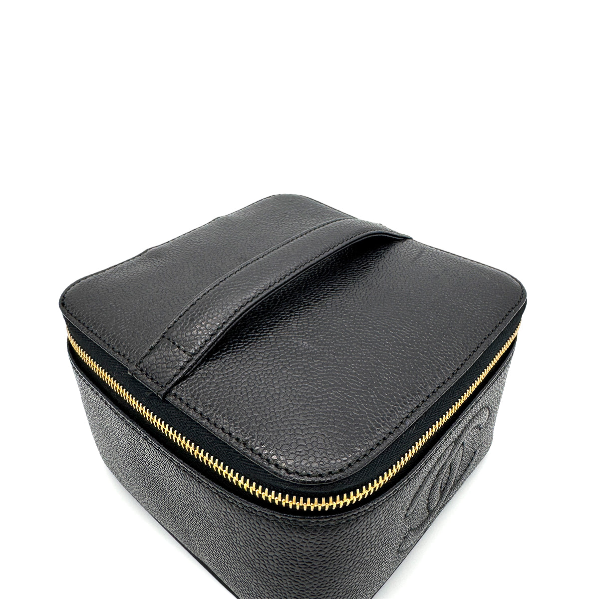 CHANEL VINTAGE VANITY HAND BAG BLACK CAVIAR SKIN 90274837