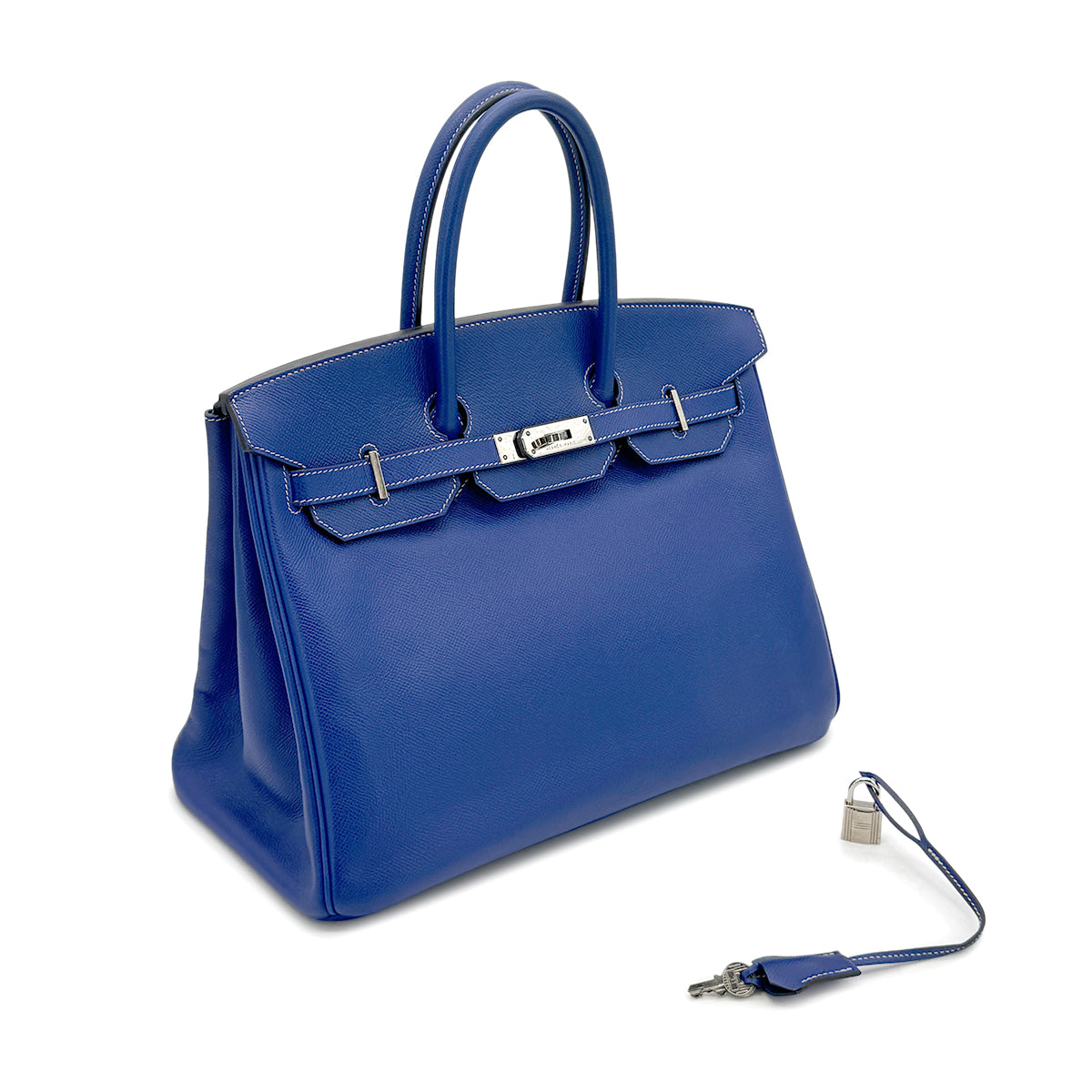 HERMES CANDY BIRKIN 35 BLUE ELECTRIC MYKONOS VEAU EPSOM HAND BAG □O SHW 90274839