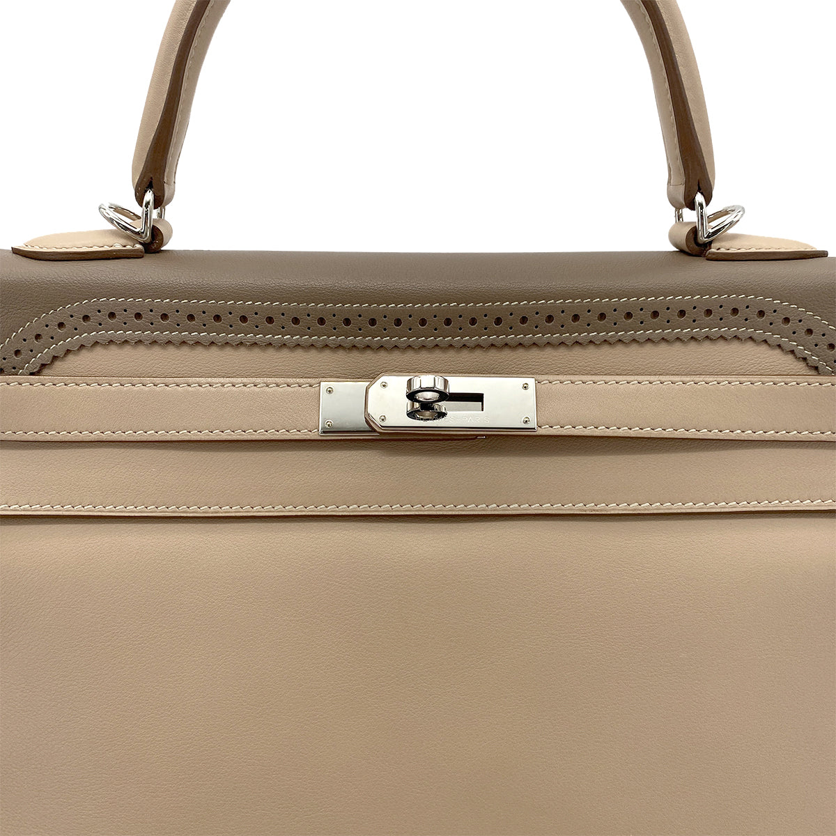 HERMES KELLY 35 GHILLIES RETOURNE ARGILE ETOUPE SWIFT HAND BAG □P SHW 90274844