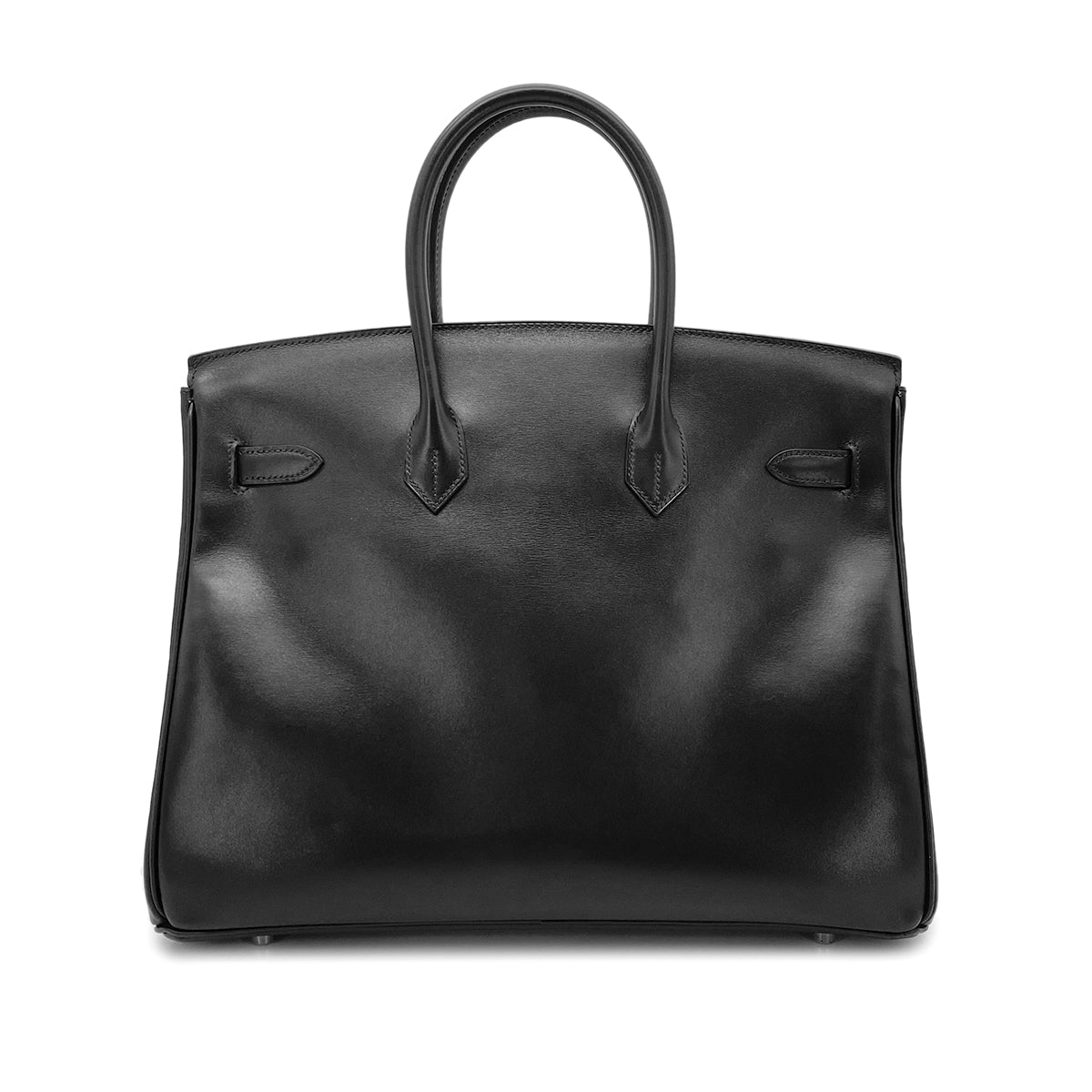 HERMES BIRKIN 35 BLACK BOX CALF HAND BAG □F SHW 90274848