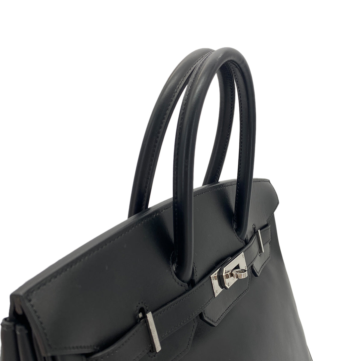HERMES BIRKIN 35 BLACK BOX CALF HAND BAG □F SHW 90274848