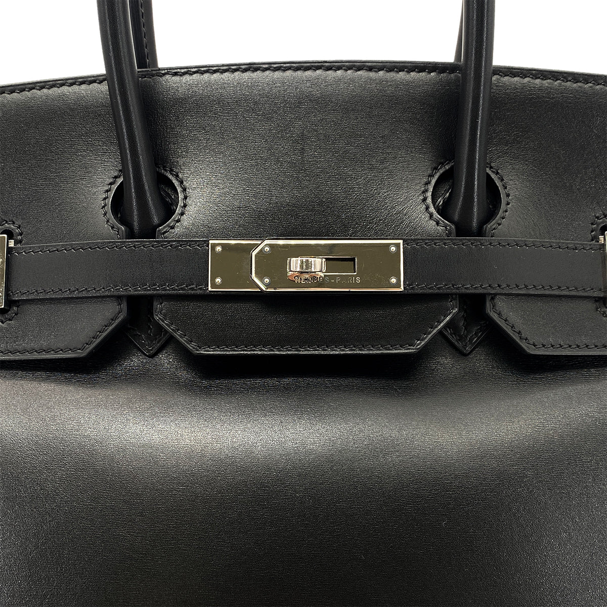 HERMES BIRKIN 35 BLACK BOX CALF HAND BAG □F SHW 90274848