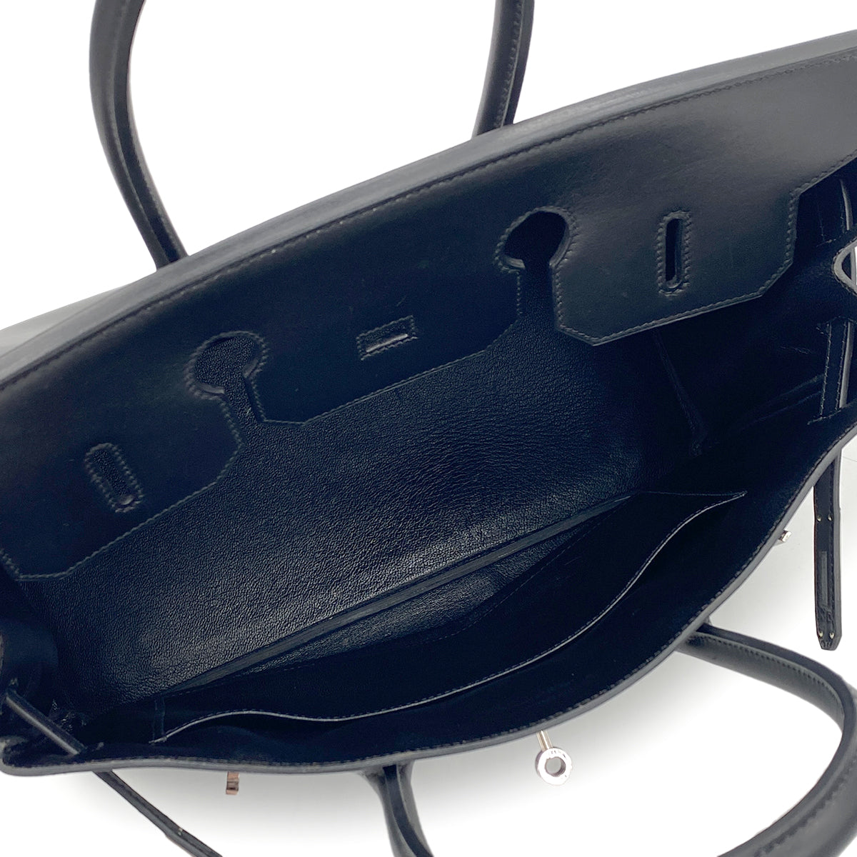 HERMES BIRKIN 35 BLACK BOX CALF HAND BAG □F SHW 90274848