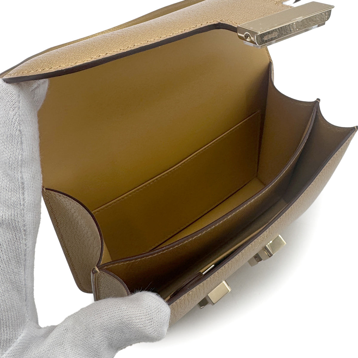 HERMES MINI CONSTANCE 18 DORE CHEVRE CHAMKILA SHOULDER BAG W GHW  90274849