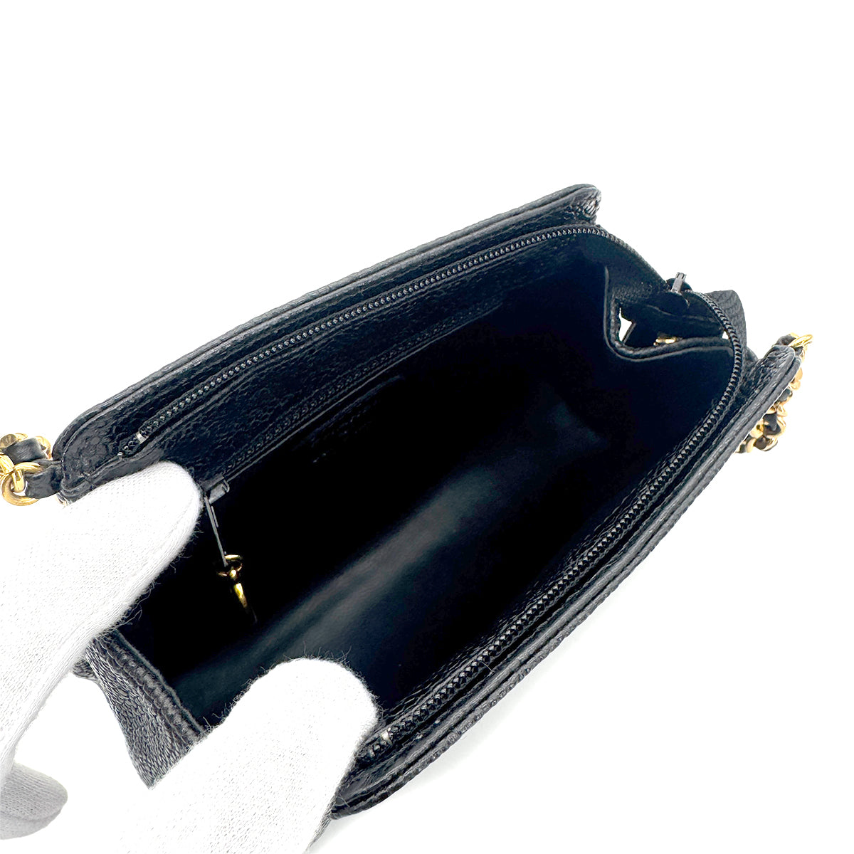 CHANEL VINTAGE COCOMARK MINI CHAIN SHOLDER BAG BLACK CAVIR SKIN 90274850