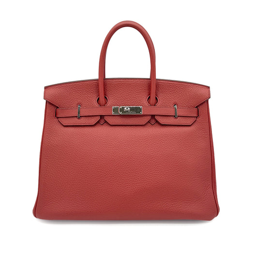 HERMES BIRKIN 35 RED TAURILLON CLEMENCE HAND BAG □N SHW 90274851