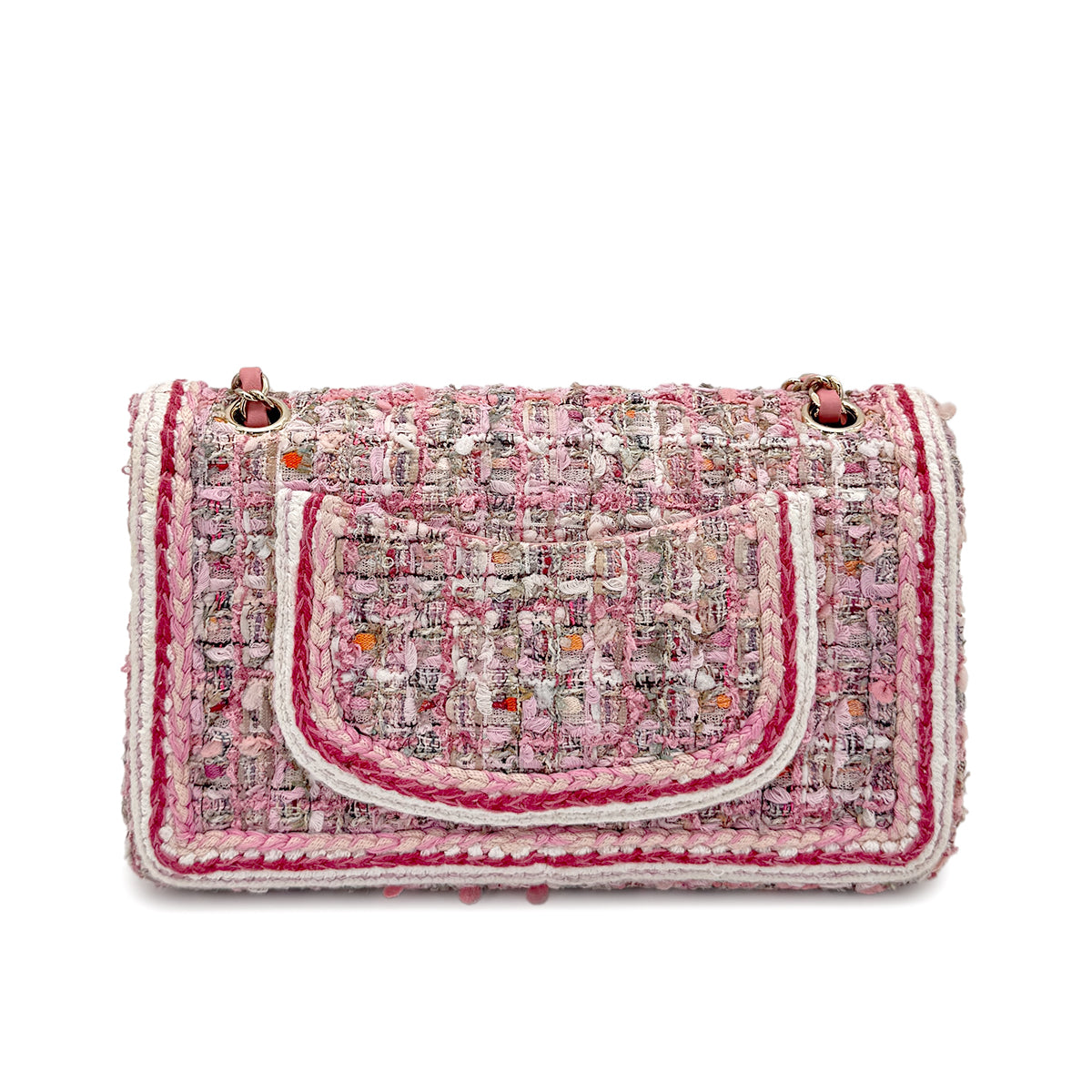 CHANEL MATELASSE CHAIN SHOULDER BAG PINK TWEED 90274852