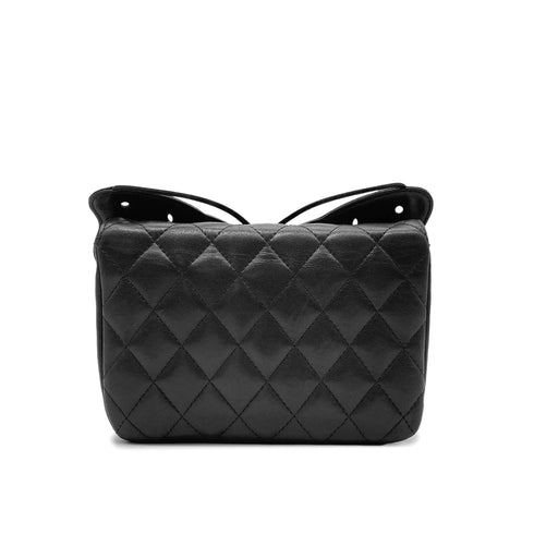 CHANEL BUTTERFLY PUNCHING POCHETTE CHAIN SHOULDER BAG BLACK LAMB SKIN 90274854 - PURPOSE