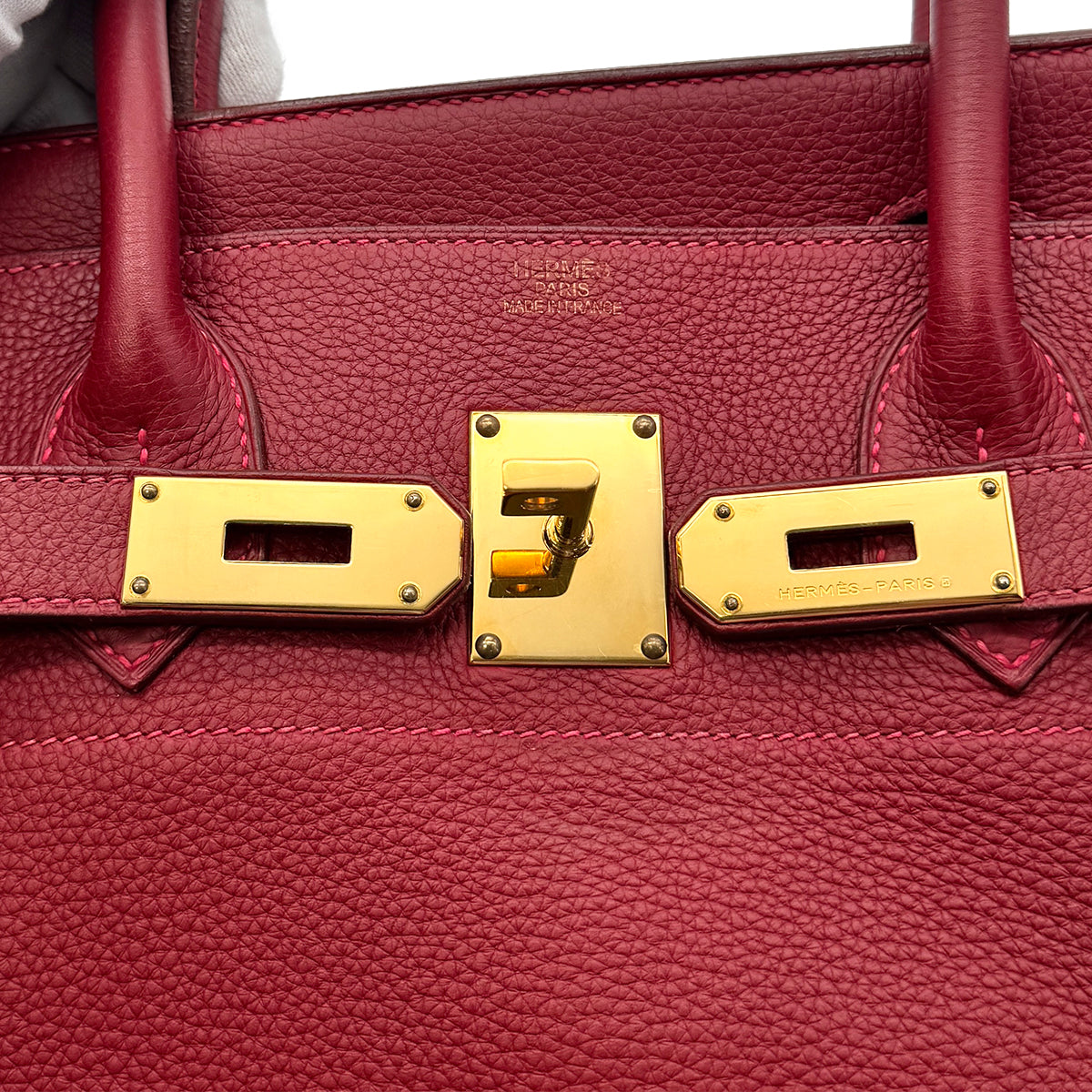 HERMES SHOULDER BIRKIN 42 ROUGE VIF TAURILLON CLEMENCE HAND BAG □J GHW 90274856