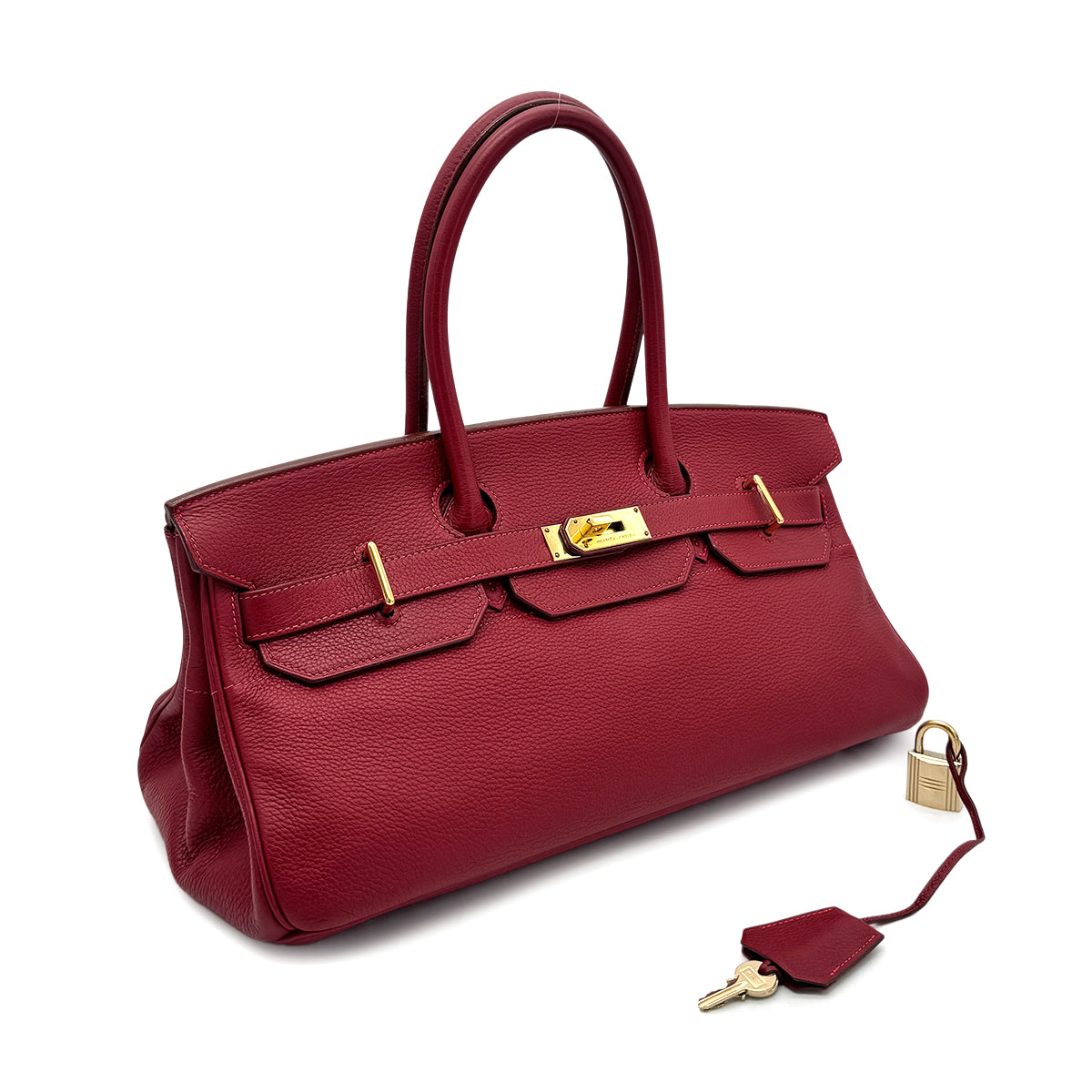 HERMES SHOULDER BIRKIN 42 ROUGE VIF TAURILLON CLEMENCE HAND BAG □J GHW 90274856