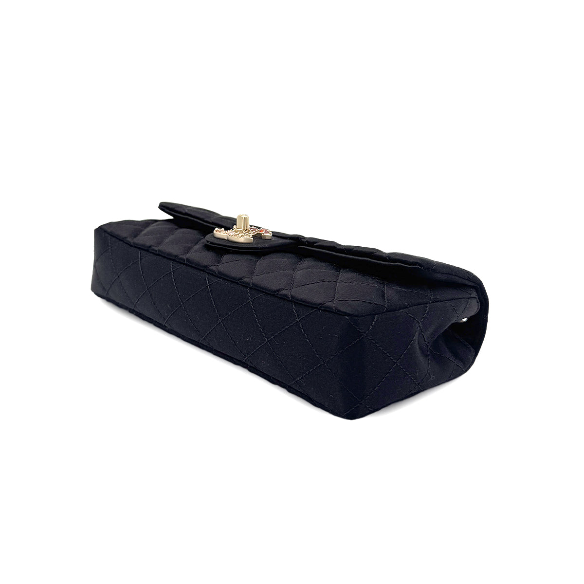 CHANEL MATELASSE BIJOU CHAIN SHOULDER BAG BLACK SATIN 90274860