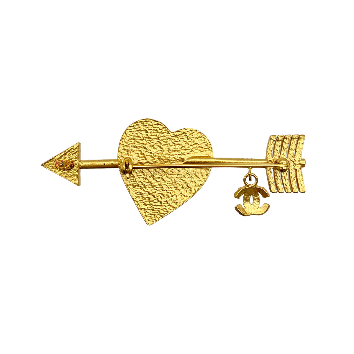 CHANEL COCOMARK BROOCH HEART&ARROW RHINESTONE PINK ACCESSORY 02P 90274869