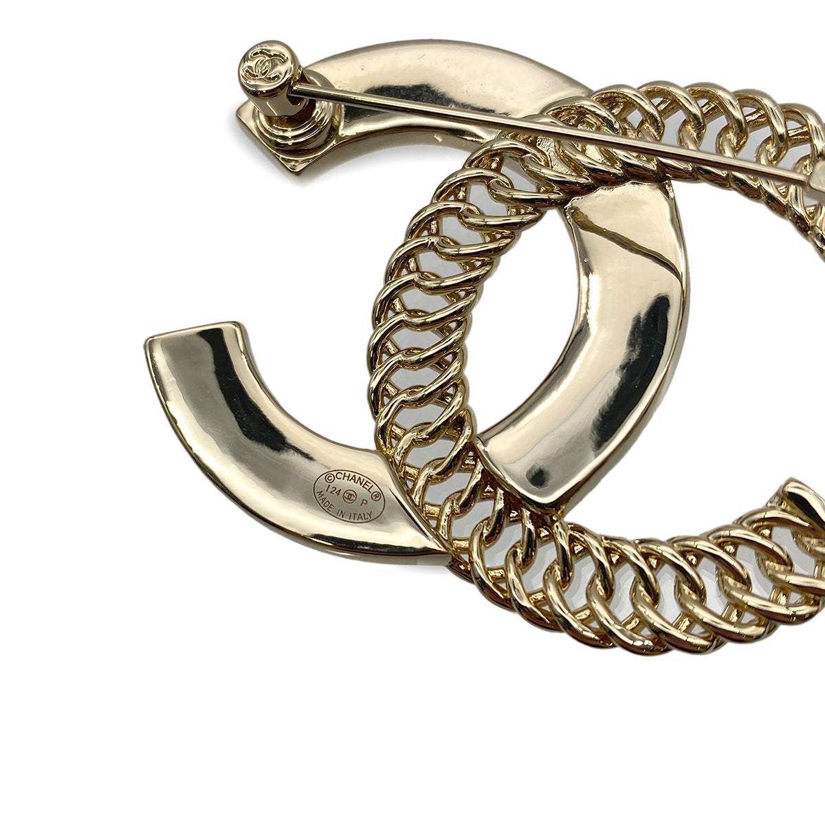 CHANEL COCOMARK BROOCH LOGO RHINESTONE CHAIN ACCESSORY I24P 90274872