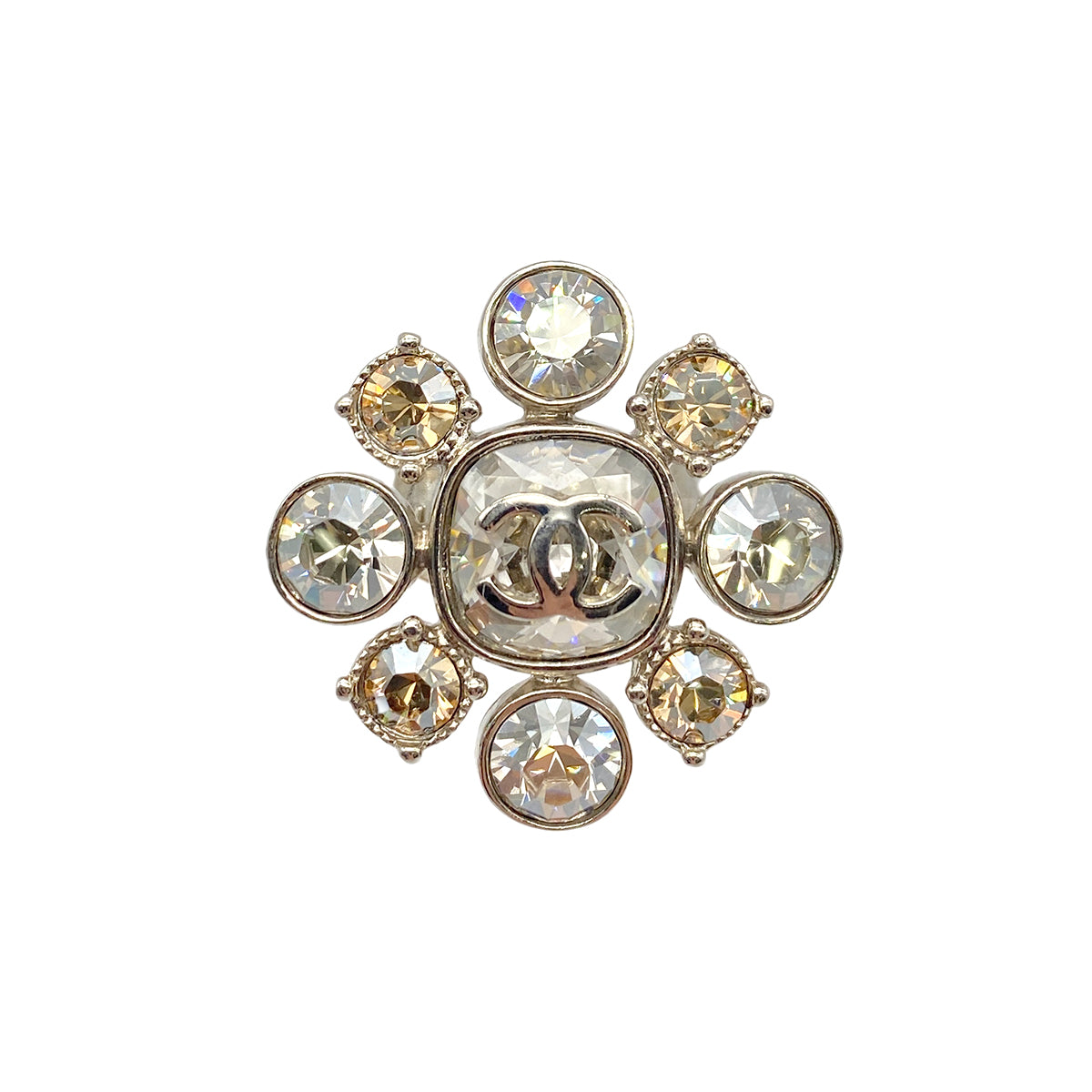 CHANEL COCOMARK RHINESTONE RING SILVER ACCESSORY 09C 90274877