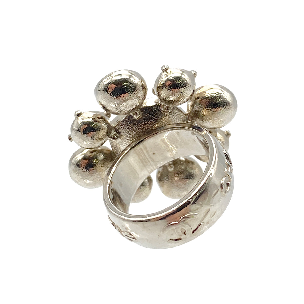 CHANEL COCOMARK RHINESTONE RING SILVER ACCESSORY 09C 90274877