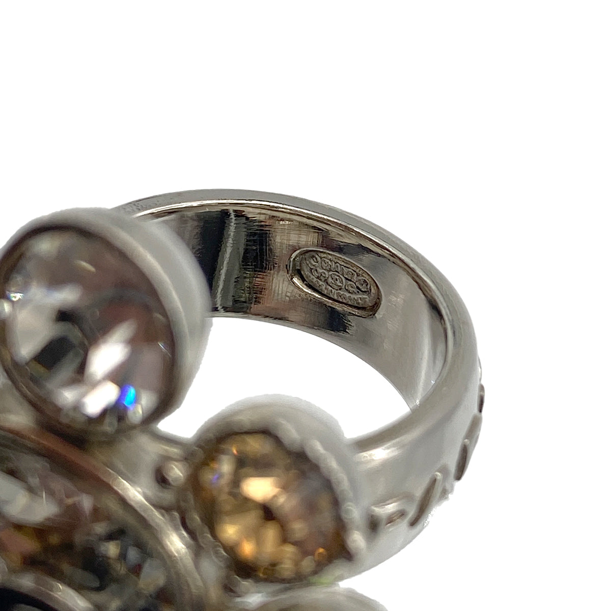 CHANEL COCOMARK RHINESTONE RING SILVER ACCESSORY 09C 90274877