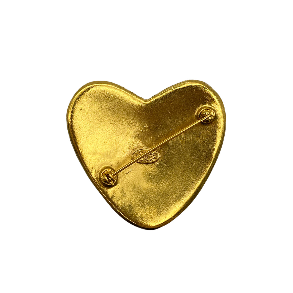 CHANEL VINTAGE COCOMARK BROOCH HEART GOLD ACCESSORY 95P 90274878
