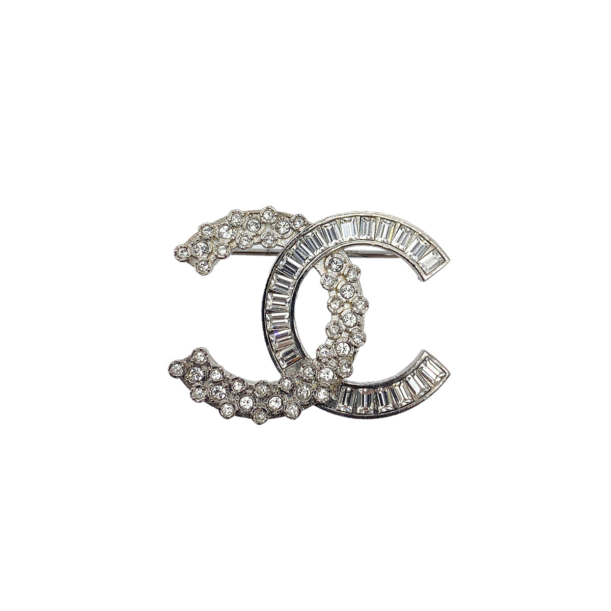 CHANEL COCOMARK BROOCH RHINESTONE SILVER ACCESSORY B18P 90274879