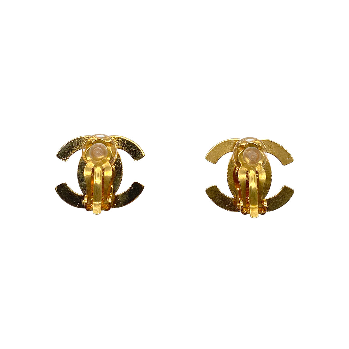 CHANEL VINTAGE EARRINGS TURN LOCK GOLD ACCESSORY 95A 90274880