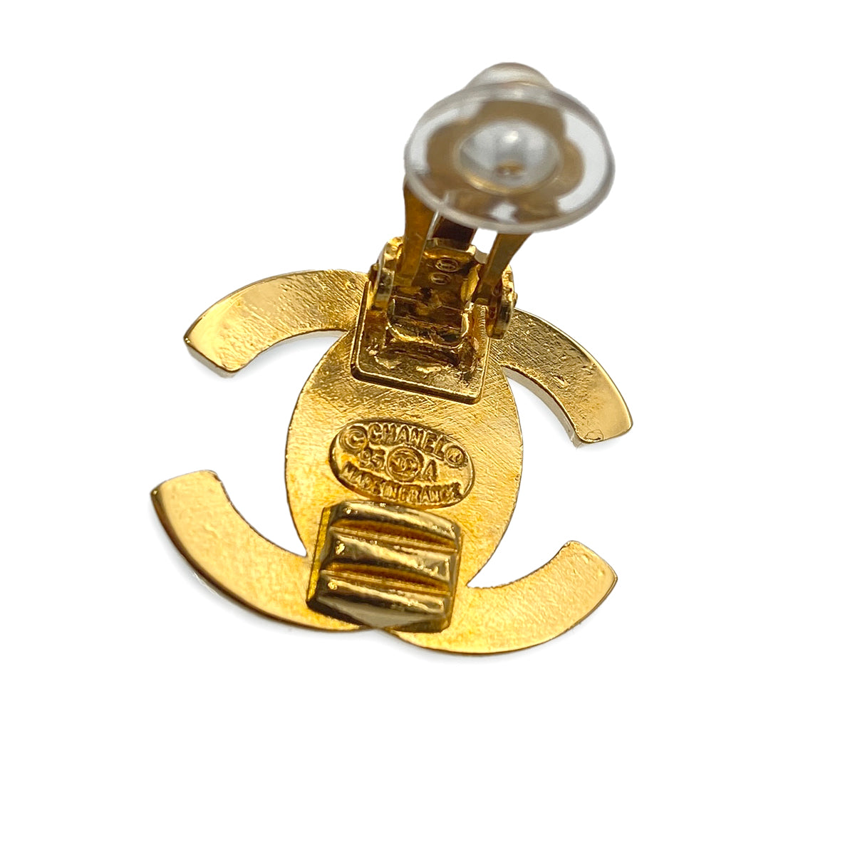 CHANEL VINTAGE EARRINGS TURN LOCK GOLD ACCESSORY 95A 90274880