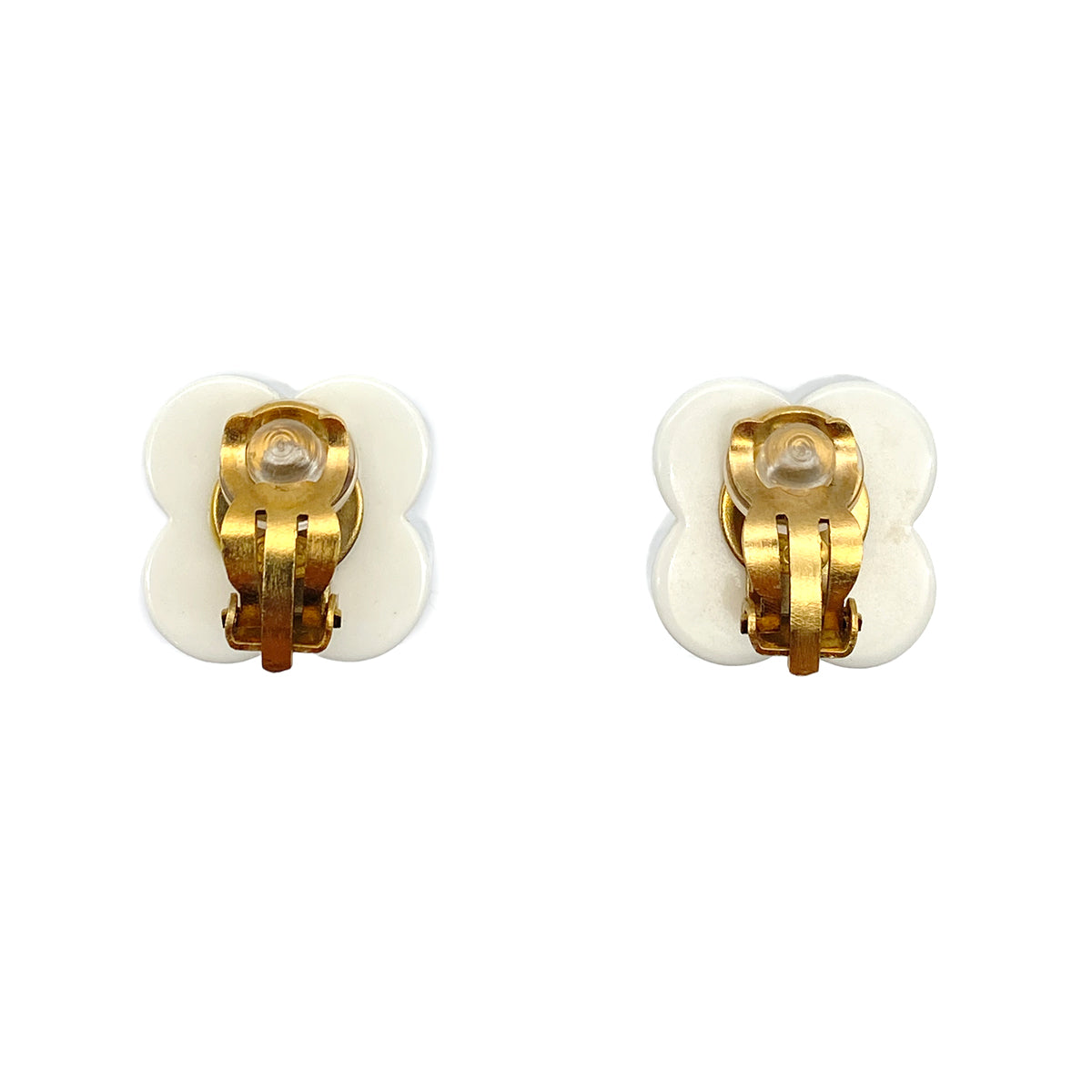 CHANEL VINTAGE EARRINGS CAMELLIA WHITE ACCESSORY 02P 90274883