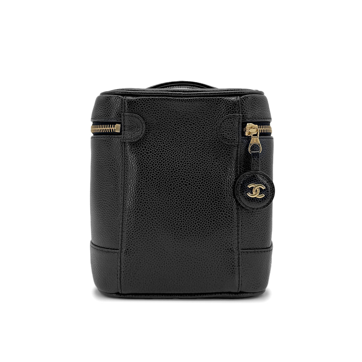CHANEL VINTAGE VANITY HAND BAG BLACK CAVIAR SKIN 90275017