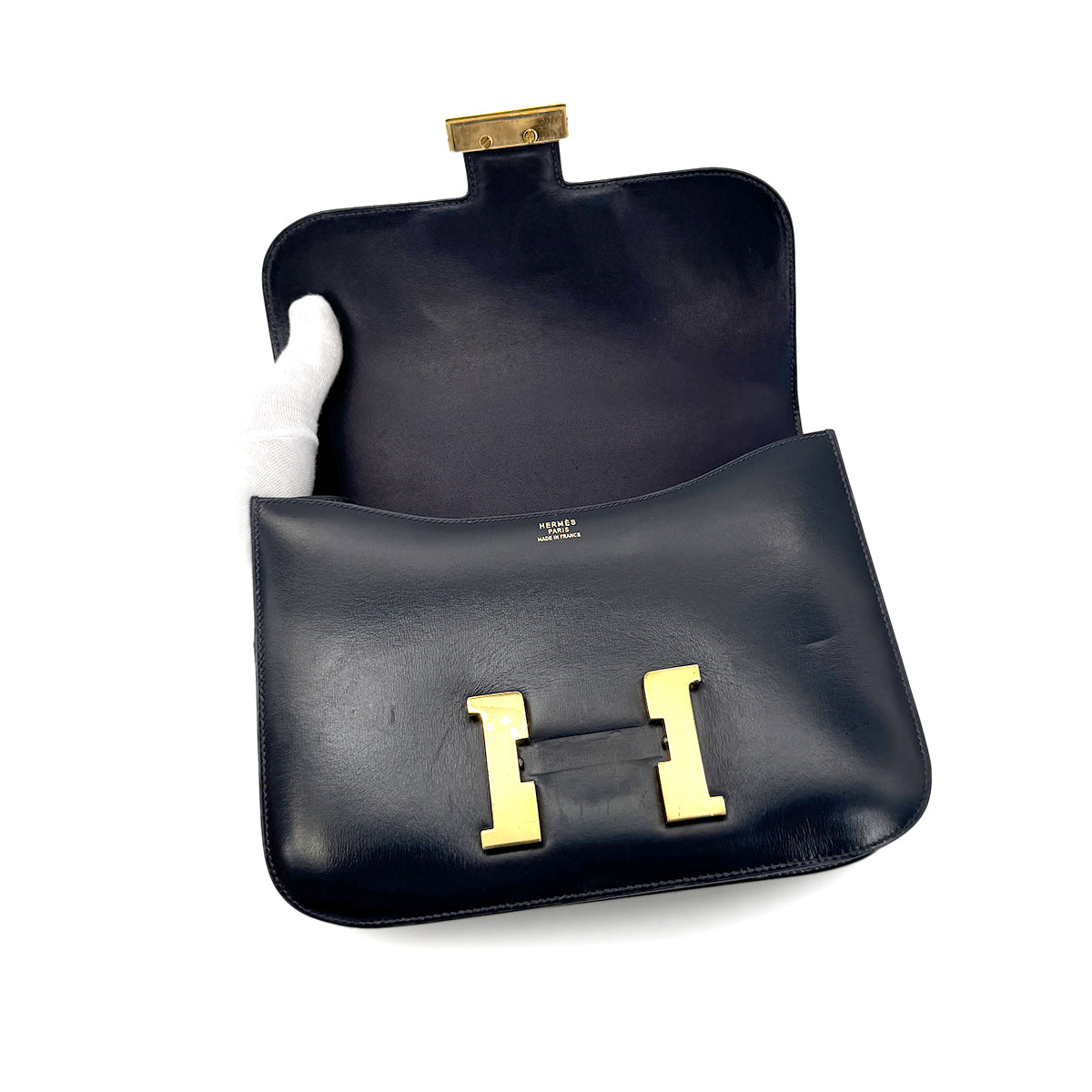 HERMES CONSTANCE 23 BLUE INDGO BOXCALF HAND BAG 90275029