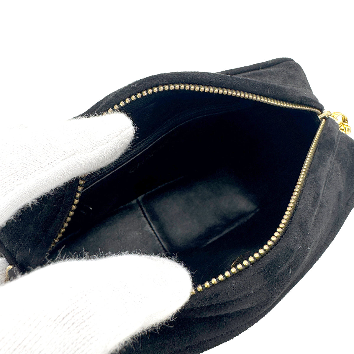 CHANEL VINTAGE COCOMARK FRINGE BIJOU CHAIN SHOLDER BAG BLACK SUEDE 90275034