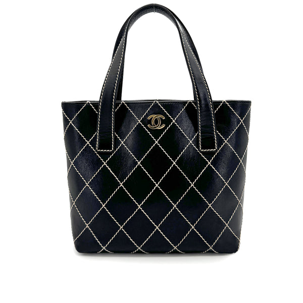 CHANEL VINTAGE WILD STITCH HAND BAG BLACK LEATHER 90275035 - PURPOSE