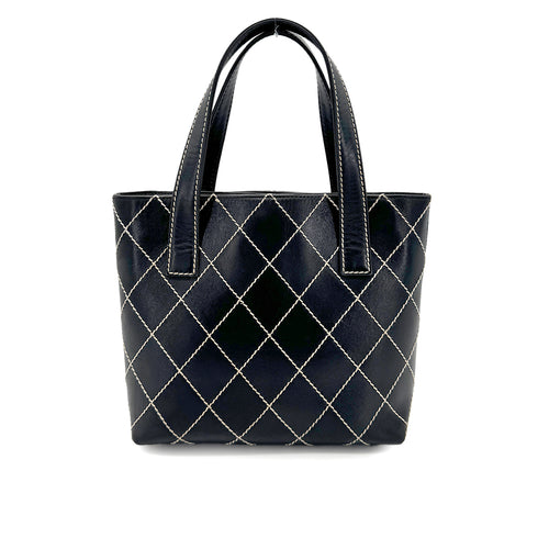 CHANEL VINTAGE WILD STITCH HAND BAG BLACK LEATHER 90275035 - PURPOSE