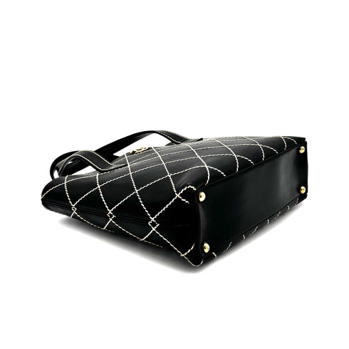 CHANEL VINTAGE WILD STITCH HAND BAG BLACK LEATHER 90275035 - PURPOSE