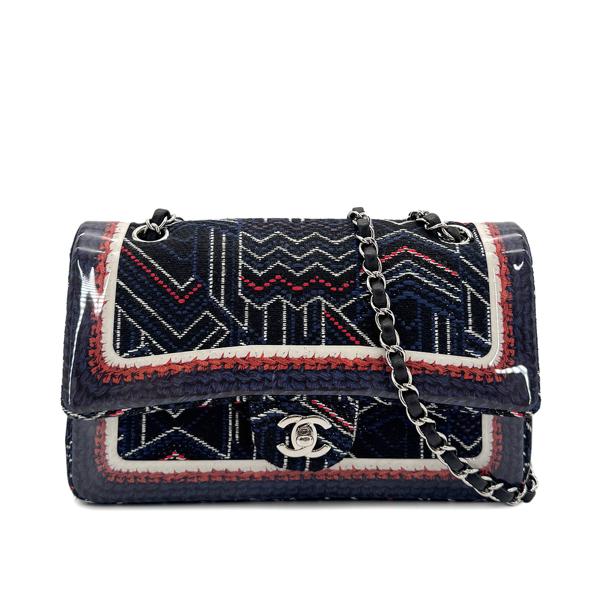 CHANEL CHAIN SHOULDER BAG BLUE CANVAS 90275041