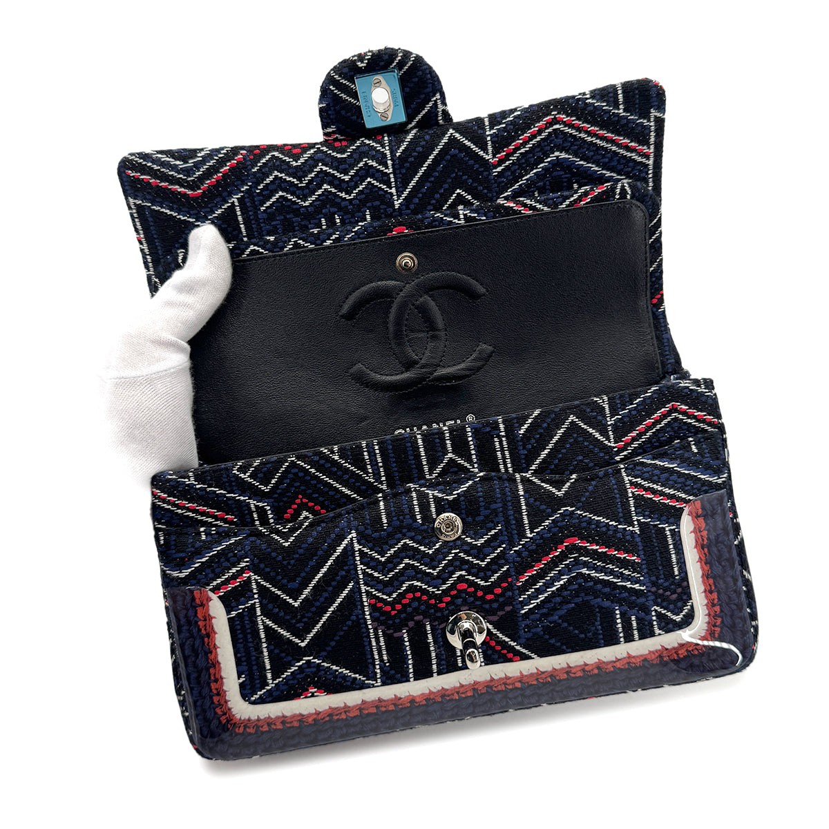 CHANEL CHAIN SHOULDER BAG BLUE CANVAS 90275041