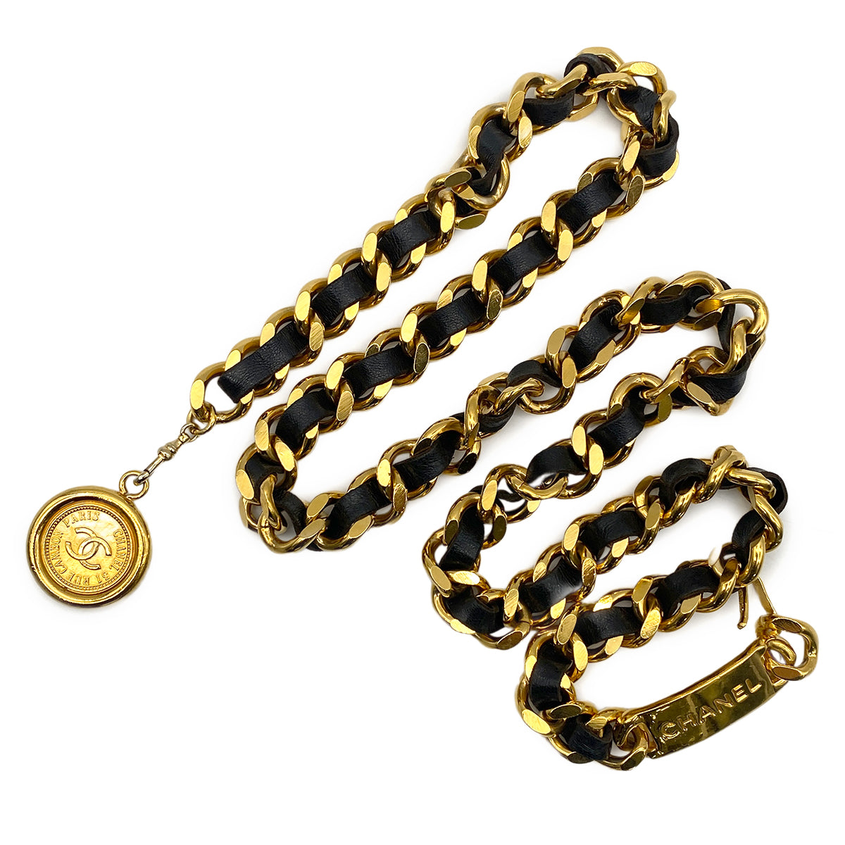 CHANEL VINTAGE CHAIN BELT COCOMARK LEATHER ACCESSORY 90275045