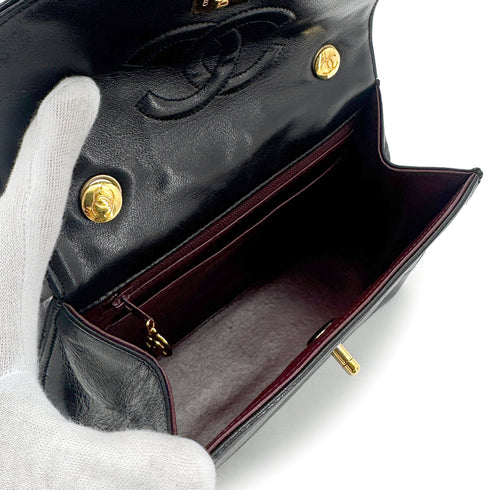 CHANEL VINTAGE COCOMARK CHAIN SHOULDER BAG BLACK LAMB SKIN 90275138 - PURPOSE