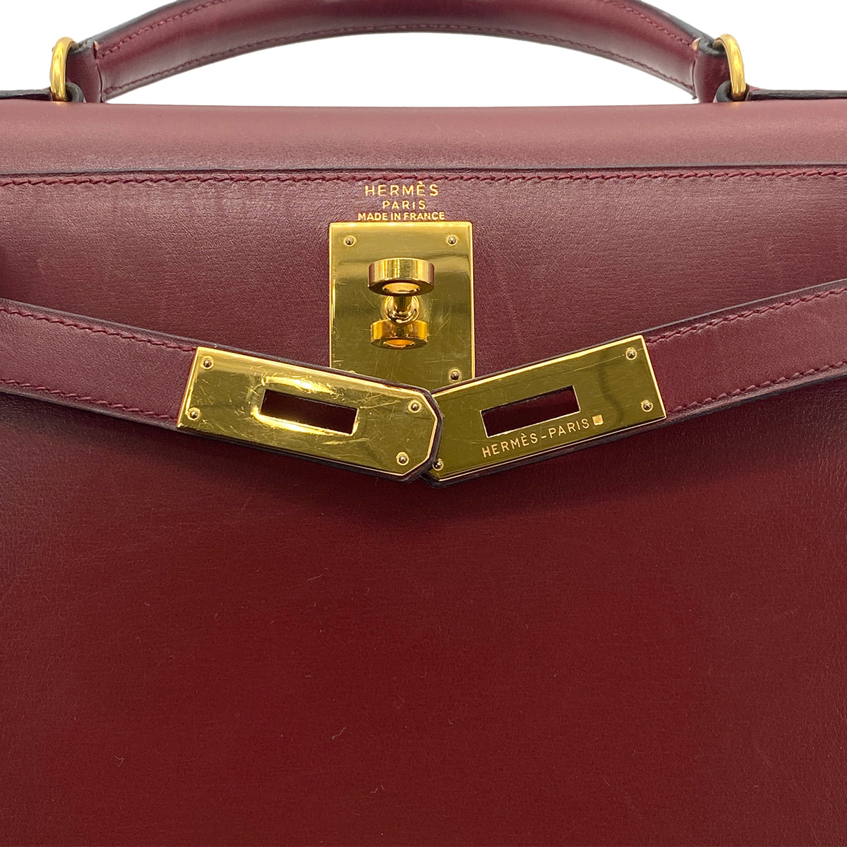 HERMES KELLY 28 SELLIER ROUGE H BOXCALF HAND SHOULDER BAG 〇W GHW 90275141