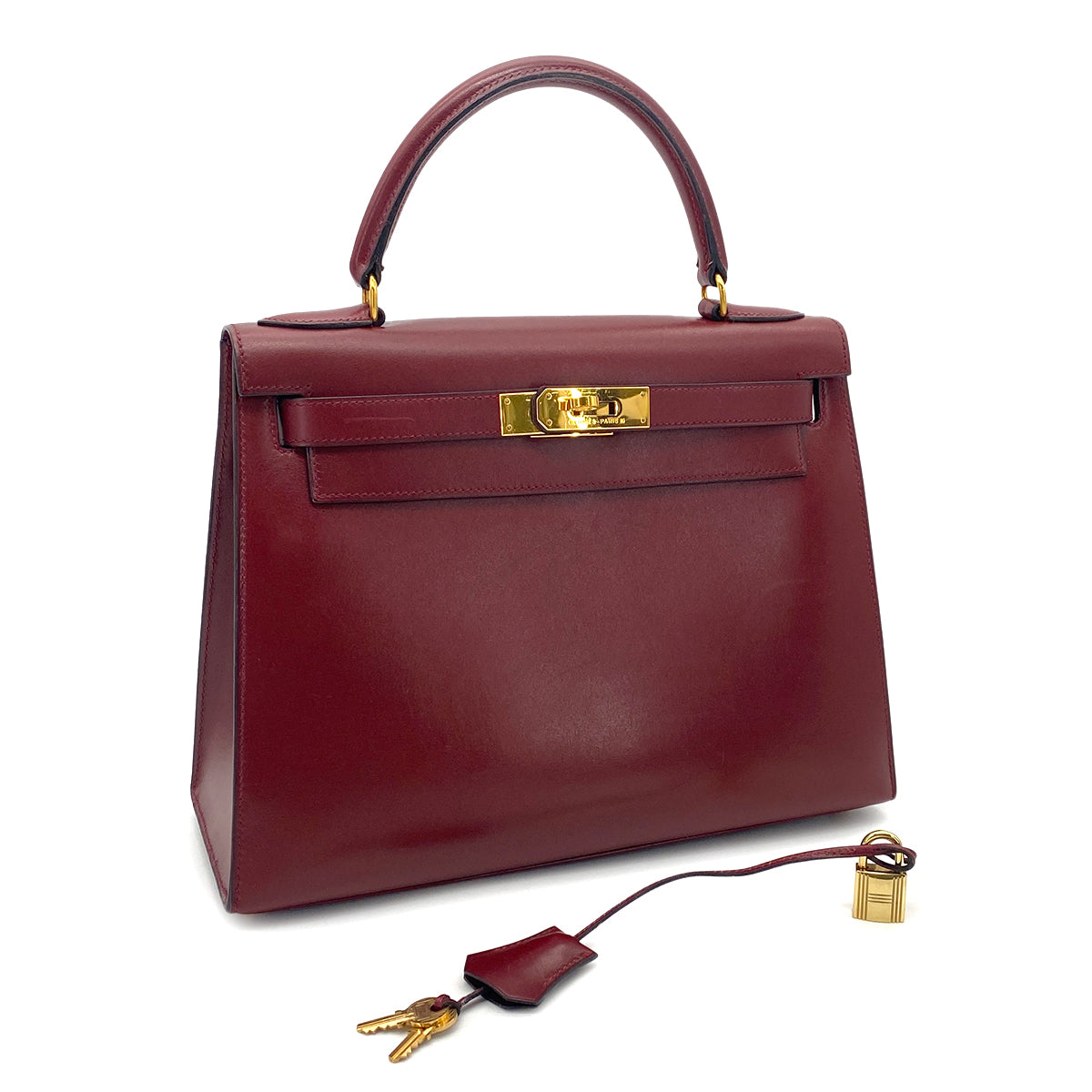 HERMES KELLY 28 SELLIER ROUGE H BOXCALF HAND SHOULDER BAG 〇W GHW 90275141