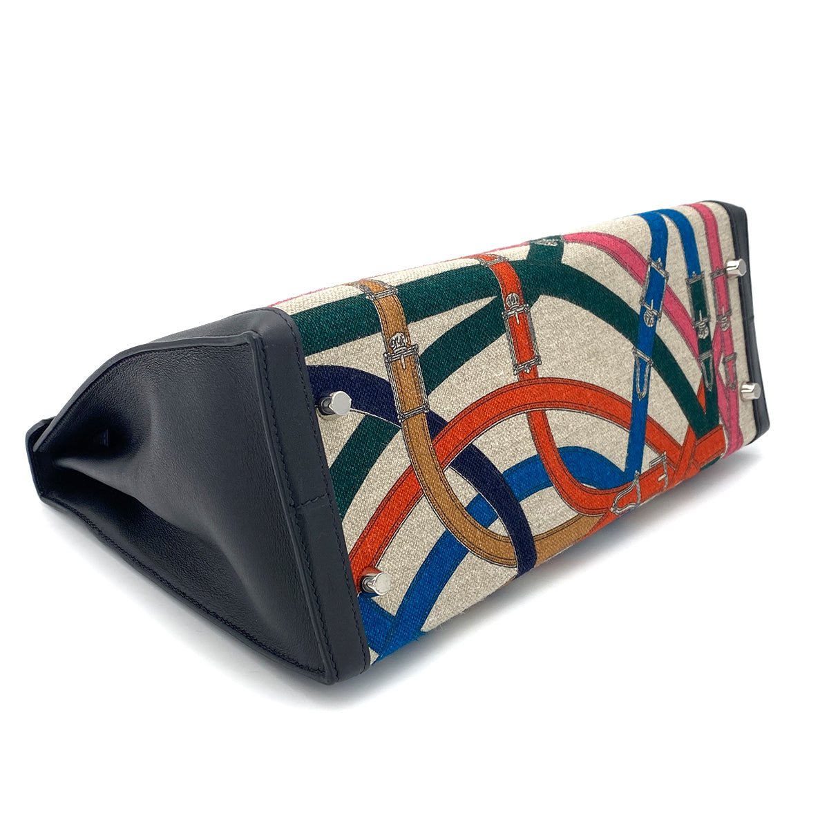 HERMES KELLY 32 SELLIER CAVALCADOUR BLACK TOILE DE CAMP SWIFT HAND SHOULDER BAG C SHW 90275149